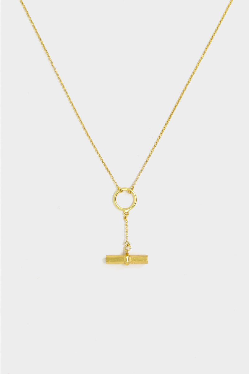 Long T-Bar Circle Chain | Gold