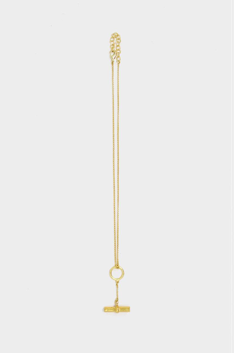 Long T-Bar Circle Chain | Gold