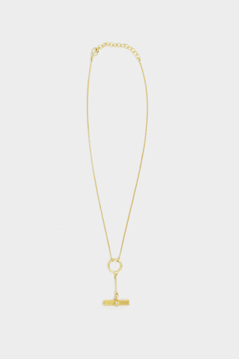 Long T-Bar Circle Chain | Gold