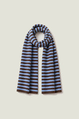 Merino Wool Stripe Scarf | Chocolate/Light Blue