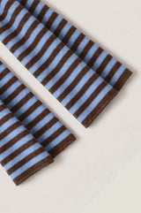 Merino Wool Stripe Scarf | Chocolate/Light Blue