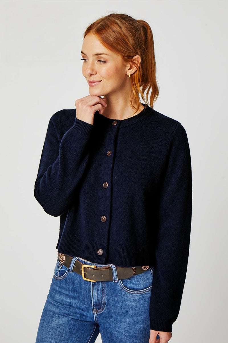 Merino Wool Brittany Cardigan | Navy