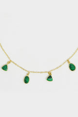 Multi Green Stone Necklace | Gold