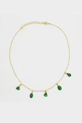 Multi Green Stone Necklace | Gold