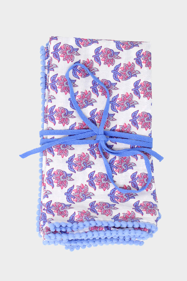 Napkin-Pack-Of-4-Dandelion-White-Blue