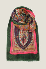 OMBRE Paisley Print Scarf | Khaki/Pink
