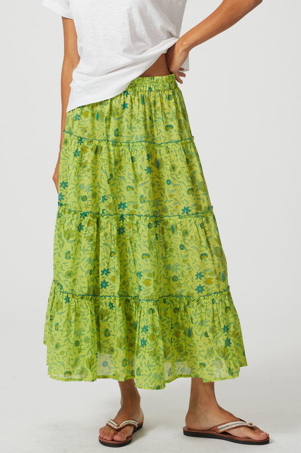 One-size-skirt-Botanical-Posies-Lime-Green