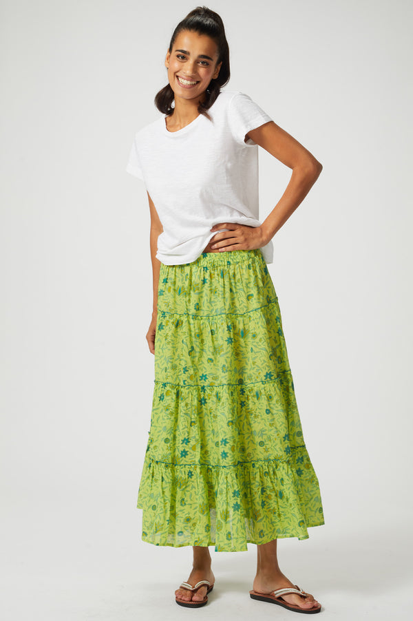 One-size-skirt-Botanical-Posies-Lime-Green