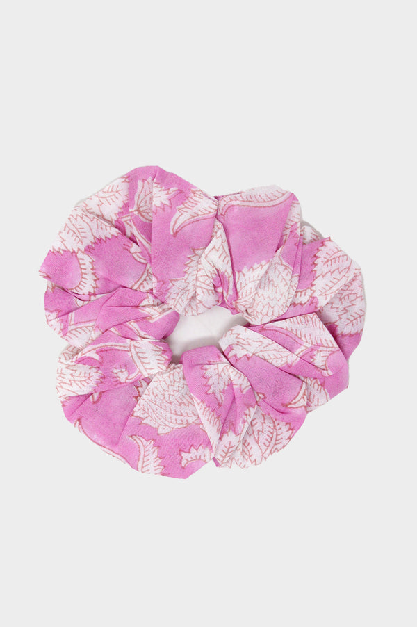 Scrunchie-Ornate-Flower-Pink/White