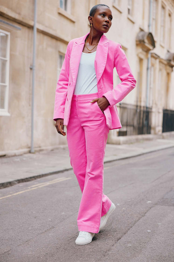 Charlie Stretch Corduroy Trousers | Pink