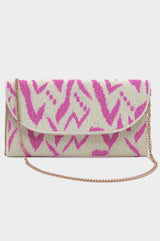 Beaded Clutch Bag | Pink/White