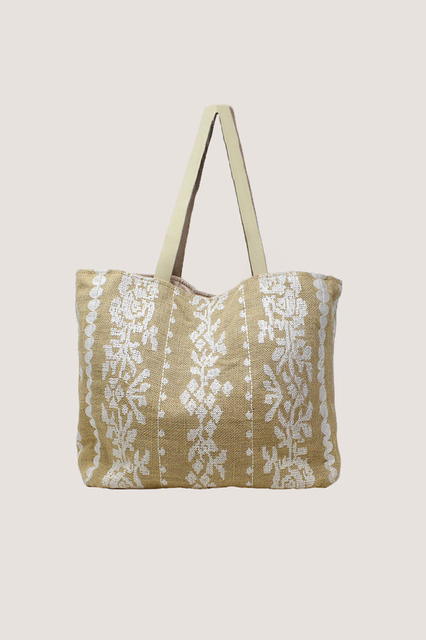 Paros Jute Bag | Natural/White