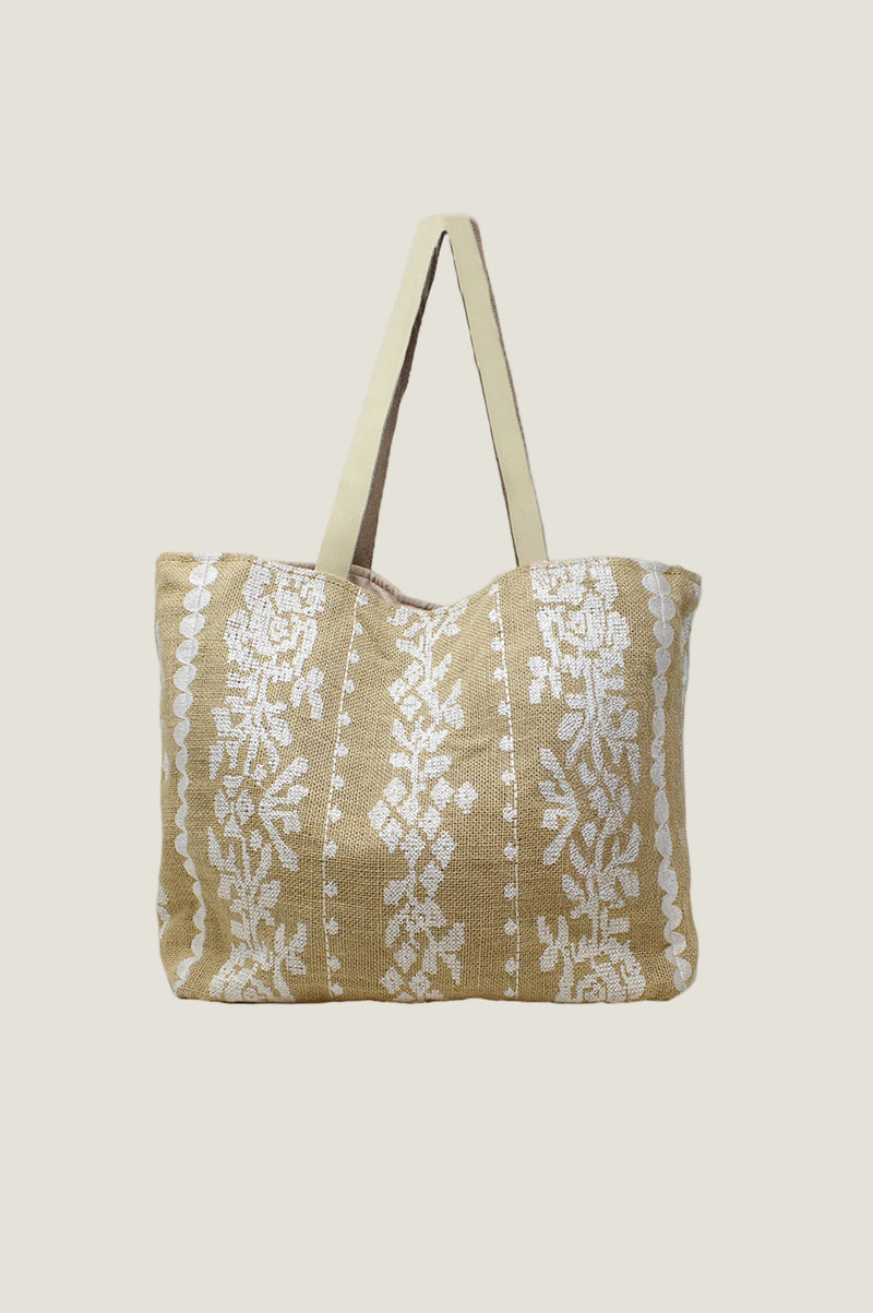 Paros Jute Bag | Natural/White