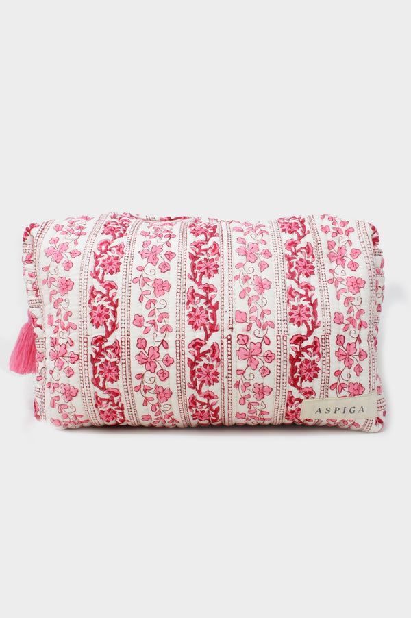 Medium Wash Bag | Linear Botanical Pink