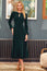 Paloma Round Neck Long Sleeve Stretch Corduroy Dress | Bottle Green