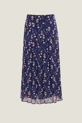 RHS Mira Printed Chiffon Skirt | Navy