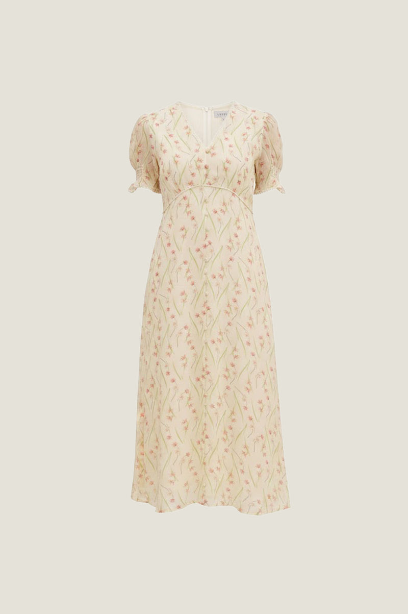 Aspiga Sustainable Womens RHS Sally Anne Sleeve Cream Dress Summer Holiday