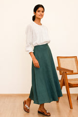 APPROVED * A-Line Linen Skirt | Teal - Aspiga
