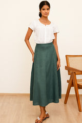 APPROVED * A-Line Linen Skirt | Teal - Aspiga
