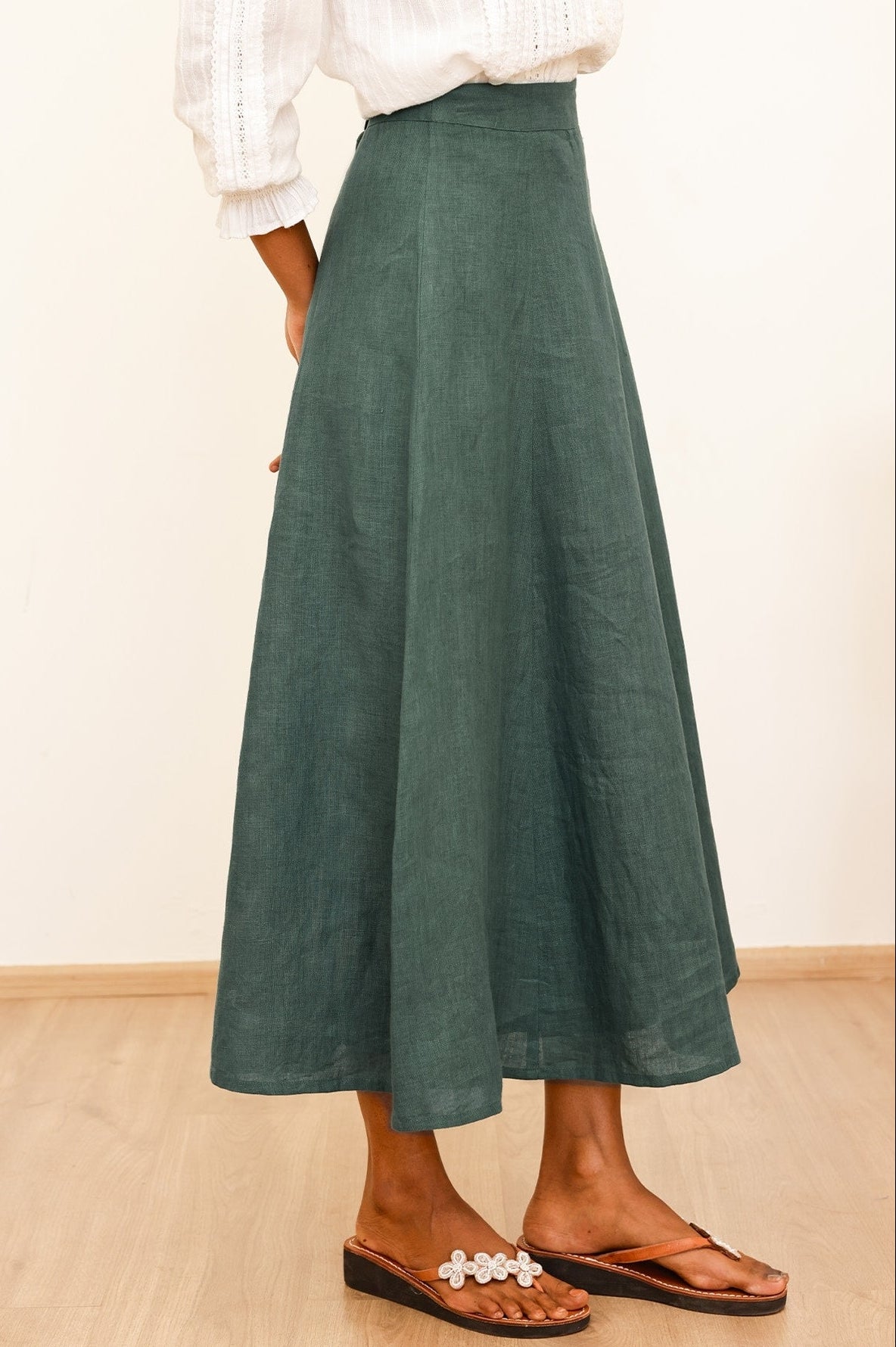APPROVED * A-Line Linen Skirt | Teal - Aspiga