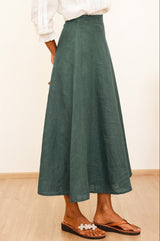 APPROVED * A-Line Linen Skirt | Teal - Aspiga