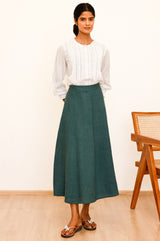 APPROVED * A-Line Linen Skirt | Teal - Aspiga