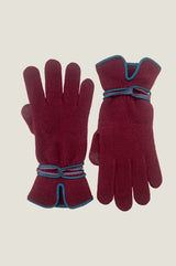 Touchscreen Wool & Cashmere Blend Gloves | Burgundy/Teal