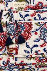 4 Pack Cotton Quilted Pouches | White/Burgundy/Navy