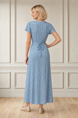 Sophie Viscose Crinkle Dress |  Blue/White