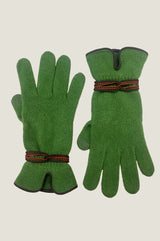 Touchscreen Wool & Cashmere Blend Gloves | Green/Brown/Orange