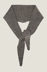 Fine Stripe Cashmere Diamond Skinny Scarf | Navy/White
