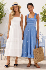 Marielle Cotton Dobby Dress | White