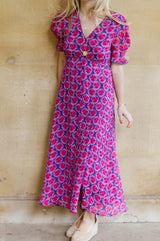 Sally Anne Short Sleeve Dress | Blue/Pink