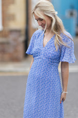 Anais Crinkle Chiffon Dress | Bloom Blue/Cobalt