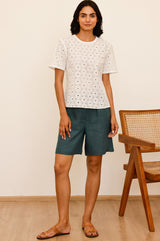 APPROVED * Linen Bermuda Shorts | Teal - Aspiga