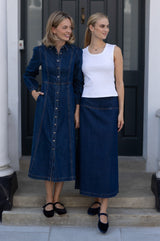 Dropped Waist Denim Skirt | Indigo