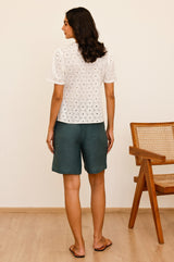 APPROVED * Linen Bermuda Shorts | Teal - Aspiga