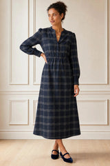 Harper Check Dress | Navy/Grey