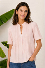 Vienna Cotton Short Sleeve Blouse | Blush