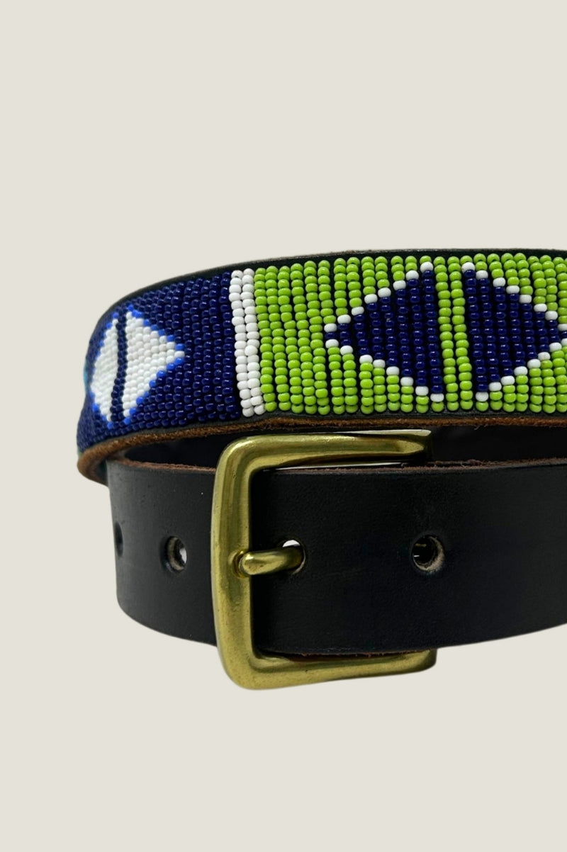 Aspiga Sustainable Kenyan Beaded Belt Leather and Glass Beads
