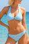 Recycled Halter Bikini Tunnel Side Bottoms | White/Turquoise