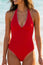 Recycled Embroidered Halterneck Swimsuit | Pink/Red