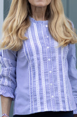 Vienna Striped Long Sleeve Blouse | Blue/White