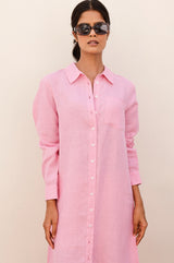APPROVED * Kelly Linen Shirt Dress | Baby Pink - Aspiga
