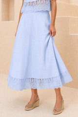 Linen Lace Skirt | Light Blue