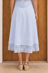 Linen Lace Skirt | Light Blue