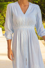 Jamila Embroidered Dress | Sky/White - Aspiga