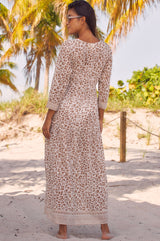 Mykonos Maxi Dress | Soft Cheetah White/Taupe - Aspiga