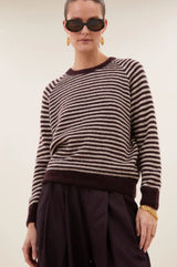 Sally Stripe Pullover | Burgundy