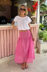 APPROVED Dropped Waist Skirt | Pink/Rust - Aspiga